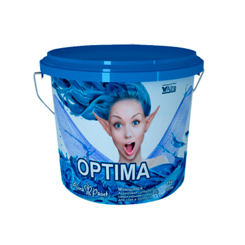 картинка Краска водоэмульсионная, Alina Paint OPTIMA, 3 кг (интерьерная, супербелая, всесезонная) от магазина ТНП