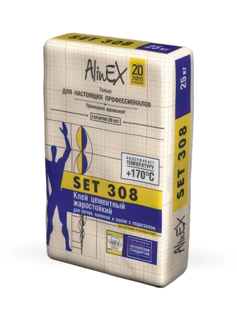 картинка Клей AlinEX SET 308, 25кг (для плитки, печи, камины, серый) от магазина ТНП