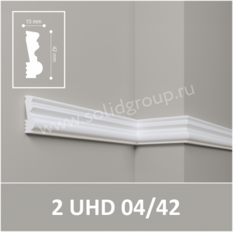 картинка Молдинг настенно-потолочный из полимера ультравысокой плотности 2 UHD 04/42, белый, 2м от магазина ТНП