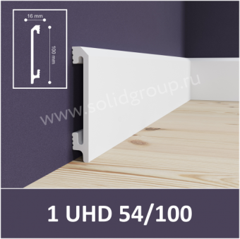 картинка Плинтус напольный из полимера ультравысокой плотности 1 UHD 54/100, белый, 2м от магазина ТНП