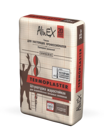 картинка Штукатурка AlinEX TERMOPLASTER, 25кг (жаростойкая, цементная) от магазина ТНП