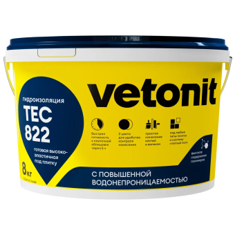 картинка Гидроизоляционная мастика vetonit tec 822 grey 8kg/KZ от магазина ТНП