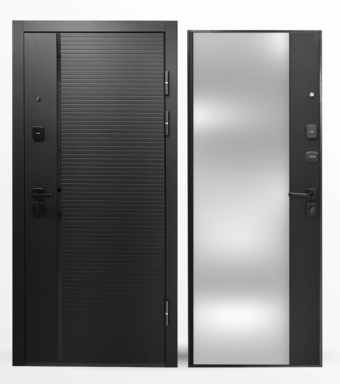 картинка Дверь мет. STRONG 805 МДФ/Зеркало черный 960*2050 R от магазина ТНП