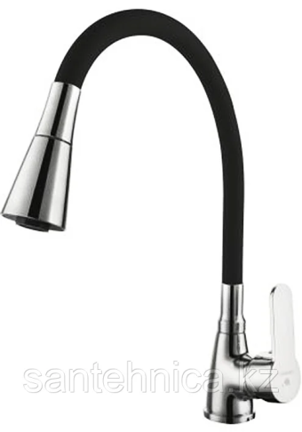 картинка смеситель для кухни CAL9929D82N черный-хром гибкий излив от магазина ТНП