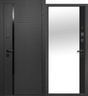 картинка Дверь мет. 7,5 см Черное Зеркало Эмалит белый NEW 860 правая от магазина ТНП