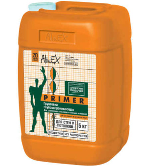 картинка Грунтовка Alinex PRIMER, 5 кг (для стен и потолков, полимерная) от магазина ТНП