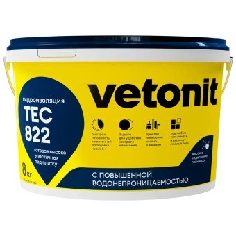картинка Гидроизоляционная мастика vetonit tec 822 grey 8kg/KZ от магазина ТНП