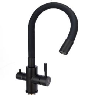 картинка AD12 Black Кухня на две воды гибкий гусак от магазина ТНП
