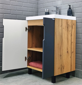 картинка Тумба под умывальник "Bazis 60" Марта без ящика Дуб вотан Айсберг DA3502T от магазина ТНП