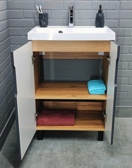 картинка Тумба под умывальник "Bazis 60" Марта без ящика Дуб вотан Айсберг DA3502T от магазина ТНП